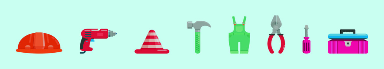 set of worker cartoon icon design template with various models. vector illustration isolated on blue background