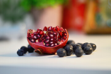 pomegranate and blueberries