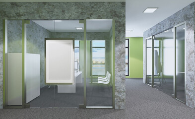 Fototapeta na wymiar Modern office Cabinet. 3D rendering. Meeting room