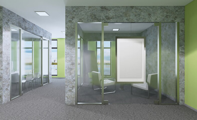 Obraz na płótnie Canvas Modern office Cabinet. 3D rendering. Meeting room