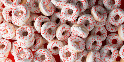 happy valentines day concept, donuts with hearts banner