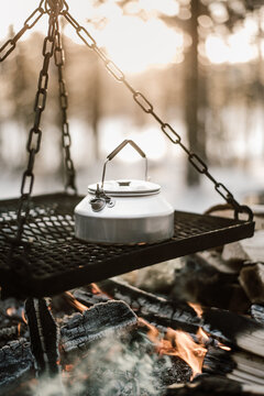 coffee kettle on the fire