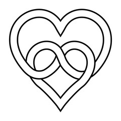 knot two hearts symbol of eternal love, vector sign of infinite love knot of intertwined hearts
