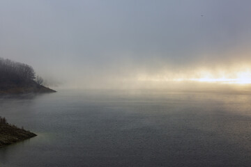 Salto Lake in Rieti. A day of fog and a landscape
 Great