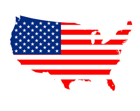 Print. Map of North America. American flag. Social poster. USA. Equality. Freedom. Democracy
