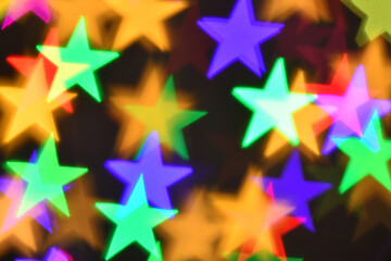 colorful stars illumination for holiday or abstract boke background