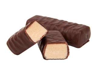 Chocolate sweets with filling praline isolated on the white