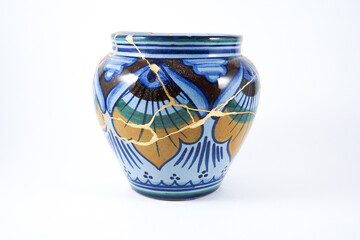 Italian vintage pottery restored with real gold Kintsugi technique. Kintsugi, the beauty of...