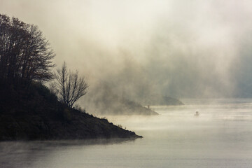 Salto Lake in Rieti. A day of fog and a landscape
 Great