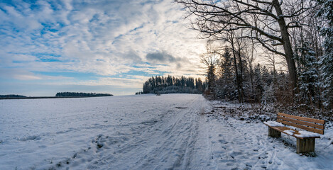 Hike through the snowy ravine near Schmalegg