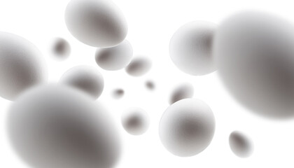 White chicken eggs levitate on a white background