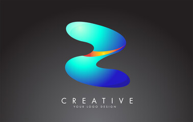 Colorful Z letter logo with twisted lines effect. Rounded font style, vector design template.