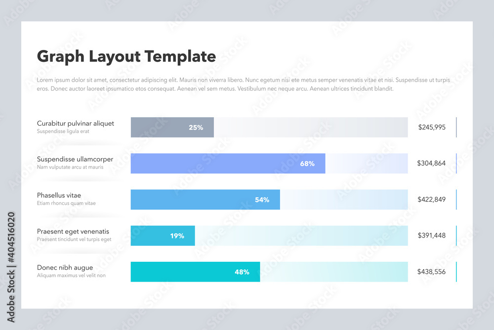 Aufkleber Statistics column horizontal graph layout template with place for your content. Flat design, easy to use for your website or presentation.