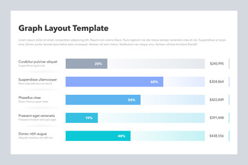 Statistics column horizontal graph layout template with place for your content. Flat design, easy to use for your website or presentation.