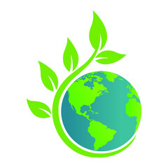 Environmental friendly. Earth go green logo icon vector illustration.