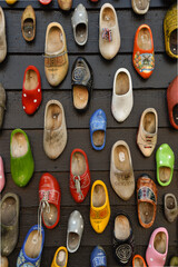 Traditional Dutch clogs in different sizes and colors