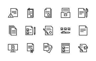 A simple set of vector line icons related to electronics. Contains icons such as: document, file, pen, pencil, print, test, paper clip, and more. Editable Stroke. 48x48 pixels is perfect.
