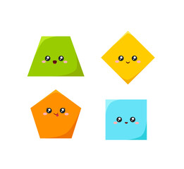 Geometric funny shapes cute kids colorful vector.