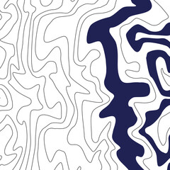 Vector black lines blue abstractions. Wavy graphic background.