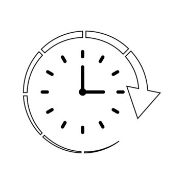 Clock and circular arrow vector icon