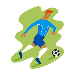 Vector illustration of soccer - football - player. He runs across the field after the ball. 
