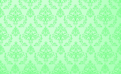 vintage background Green with ornament. Wallpaper pattern