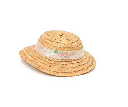 small straw hat isolated on white background