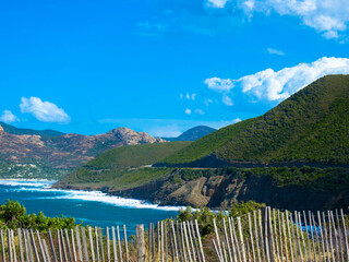 Spectacular view of Golfe de Sagone near Cargese, Corsica, France Tourism and vacation concept....