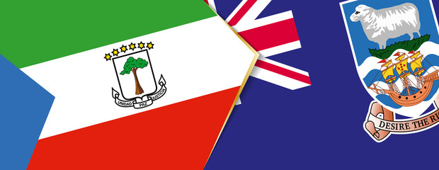 Equatorial Guinea and Falkland Islands flags, two vector flags.