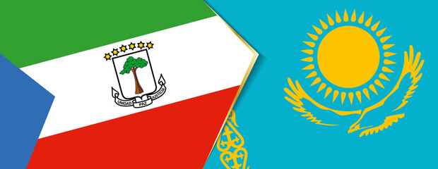 Equatorial Guinea and Kazakhstan flags, two vector flags.
