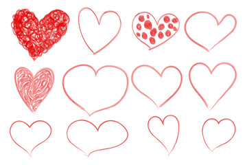Hand drawn red heart icon isolated on white background, watercolor illustration vector, love and valentines day