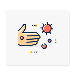 Contact spread color icon. Disease spreading concept. Covid19, virus disease, influenza or flu transmission. Infection carrier, contagious handshake. Isolated vector illustration