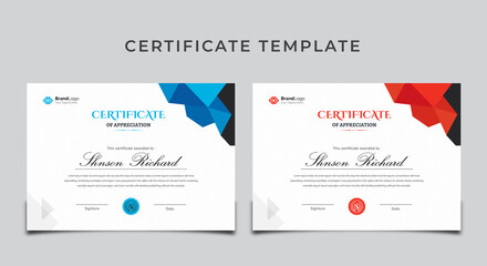 Red And Cyan Certificate of Achievement Template