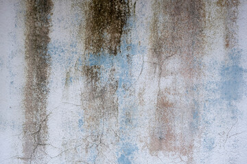 White painted aged, grunge wall with stains texture, background. Stock Photo.