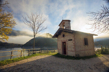The church of San Rocco in Castel di Tora on Lake Turano in Rieti