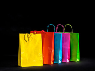 Colorful paper bags for shopping and gifts.