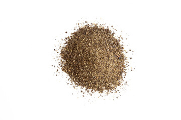 Black pepper powder on a white background