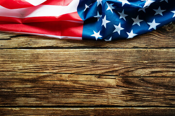 Martin Luther King Day Anniversary - American flag on wooden background