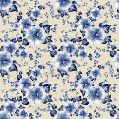 watercolor seamless pattern bright flowers bindweed