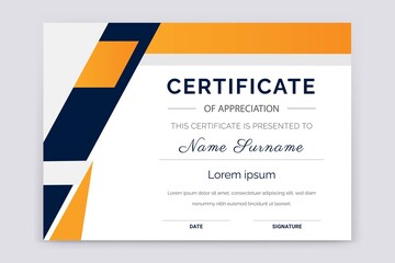 Modern and professional certificate template design of appreciation award.	