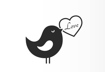 birds with love message icon. valentines day and love symbol. isolated vector image