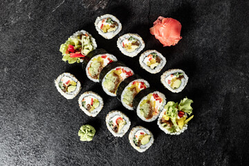 Fototapeta na wymiar Japanese seafood sushi set
