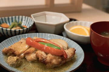 ローストチキンの定食