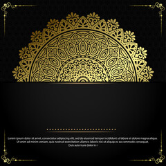 Luxury gold mandala ornate background for wedding invitation, book cover with mandala element style premium vector