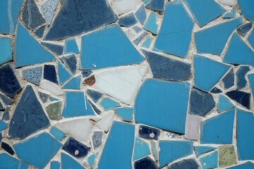 Colorful ceramic mosaic floor or wall. mosaic top view. Bathroom or kitchen floor wall design idea....