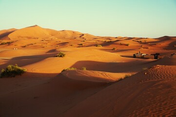 Fototapeta na wymiar Sand Dunes In Desert Against Clear Sky