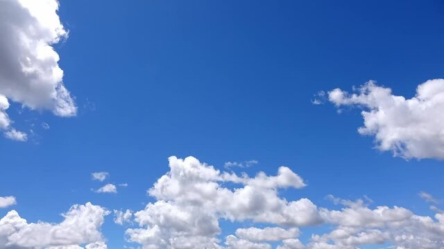 Moving clouds in the blue sky, time-lapse