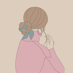 Illustration of a girl. The aesthetics of the graceful lines of the body. Beautiful art. Atmospheric image. Drawings for books, magazines, and postcards. Vector graphics