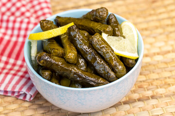 Traditional delicious Turkish foods; stuffed leaves (yaprak sarmasi)