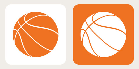 Basketball Vector Icons. Orange and White Basket Ball. Half-Turn View
